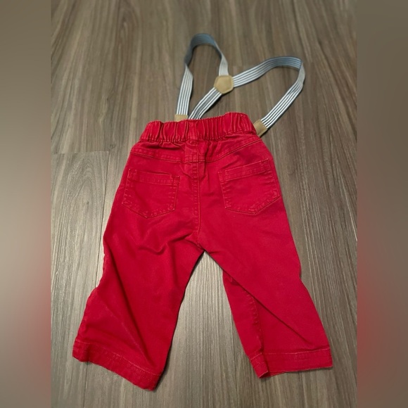 Cat & Jack Red burgundy with Striped Suspenders size 3/6M - Picture 2 of 4